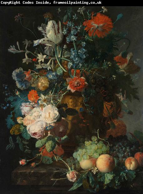 Jan van Huijsum Still Life with Flowers and Fruit